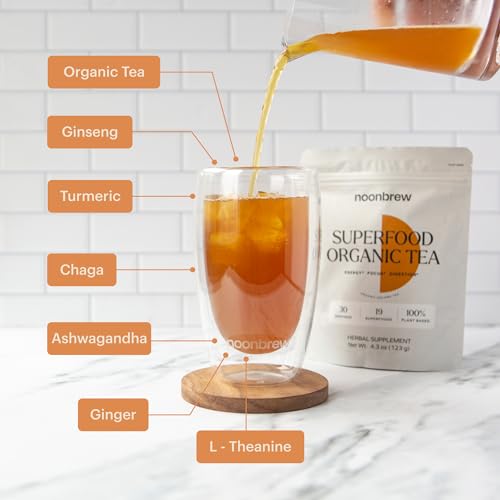 NoonBrew Adaptogenic Oolong Mushroom Tea Powder: Natural Energy Drink | Boosts Energy, Focus & Mood | 19 Superfoods | Organic Keto Vegan Friendly | Enjoy Hot or Cold - 30 Servings - Image 4