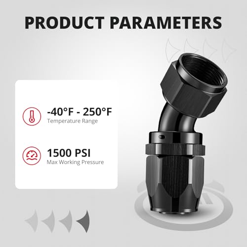 Image of EVIL ENERGY 16AN Hose End Fitting 45 Degree Swivel for CPE Braided Hose Black 2PCS