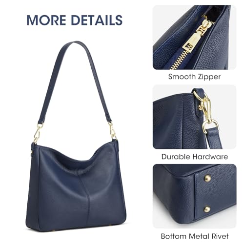 Image of Kattee Leather Purses, Hobo Crossbody Bag with 2 Straps | Soft pebbled leather hobo bag with 2 straps, roomy pockets, everyday style for work, shopping, travel, and outings.
