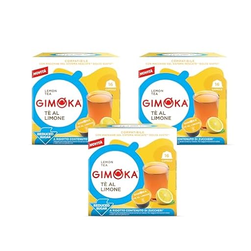 Gimoka, Bebida Soluble de TÉ DE LIMÓN Azúcares Reducidos - 48 Cápsulas - Compatibles con Máquinas de Café Nescafè Dolce Gusto - Producido en Italia - 3 Paquetes de 16 | Ya disponible en tu tienda friki favorita! En mundofriki.es!