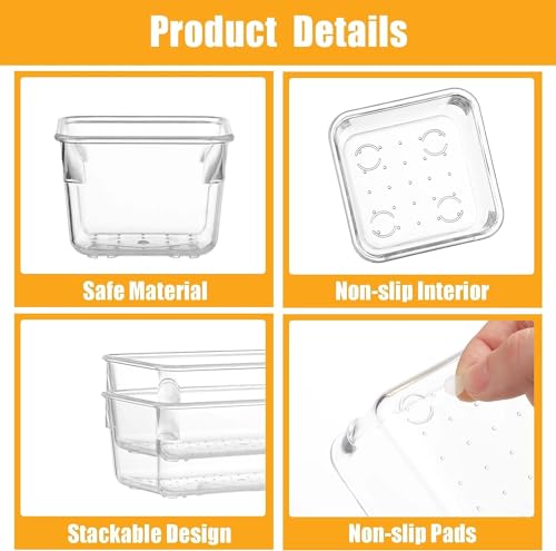 Image of Desk Drawer Organizers Trays Set Clear Plastic Storage Bins Bathroom Drawer Tray Dividers Vanity Trays Organizer For Bedroom Dresser Makeup Kitchen Utensil Office (Set Of 10), Transparent