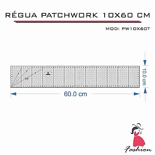 Régua Patchwork Scrapbook Corte Artesanato 10x60 cm - Fenix