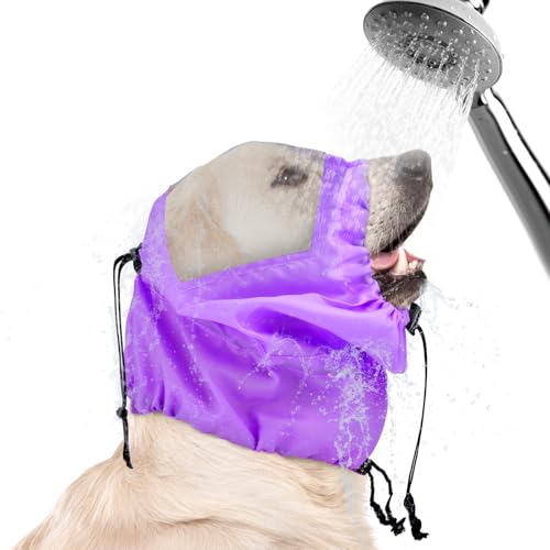 Gorro de Ducha para Perros, Ajustable Gorro de Baño para Perros para Nadar Impermeable Dog Shower Cap Diadema para Perros para Bañarse para Suministros de Ducha para Mascotas (Púrpura)