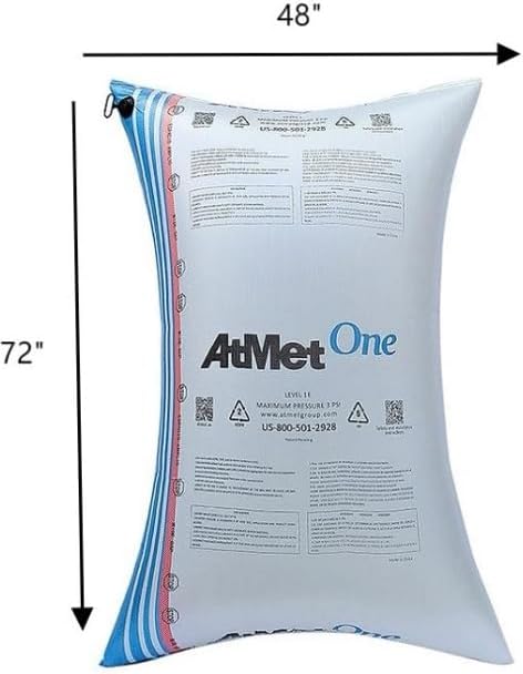 AtMet 48" x 72" Inflatable Safety Stripe Air Bag AAR Level 1 Certified - 600 Air Bags per Pallet. Ships with 1 free Pro-Air Inflator