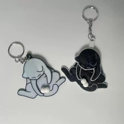 Image of HEAVENGLOW Funny Cat Keychain Compact Interactive Keyring for Anniversary Backpack Gift Black
