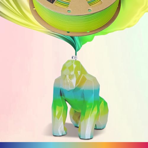 Image of OVERTURE Silk PLA Rainbow Filament 1.75mm, Bi-Color Shiny PLA Finish, Smooth & Glossy, 1kg Spool (2.2lbs), Ideal for Cosplay Jewelry & Home Decor (Silk Parakeet)