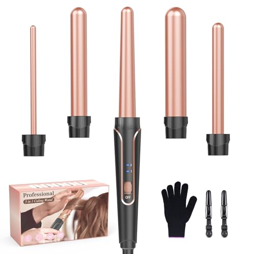 5-in-1 Lockenstab-Set - Wellenlockenstab - Geeignet für alle Haartypen, Keramikmaterial, schnelles Aufheizen mit zwei Temperaturstufen, inklusive Handschuhen und 2 Haarspangen. 5-in-1 Lockenstab-Set - Wellenlockenstab - Geeignet für alle Haartypen, Keramikmaterial, schnelles Aufheizen mit zwei Temperaturstufen, inklusive Handschuhen und 2 Haarspangen.