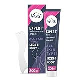 Veet Expert Hair Removal Cream, 200ml (with Spatula), All Skin Types, Legs & Body, Long Lasting Smoothness for 7 Days, Effective from 2 Mins, Works on Tougher Hair, 48 Hour Hydration