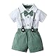 Tearfuty Baby Boys Gentleman Sets Fliege Hosen mit Supenders Sommerkleidung Sets Grün
