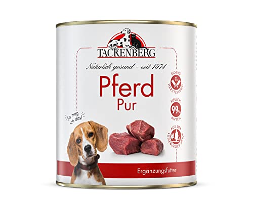 TACKENBERG Pferd Pur Nassfutter Dose für Hunde - Hundefutter in Premiumqualität - natürlich getreidefrei, 6 x 200 g