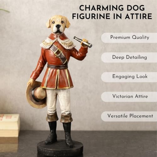 Image of ARMONIA Victorian Style Dog Figurine, Decorative Statue with Metallic Accents, European Designer Collections Idol for Home Decor Gift,New Year Gift,Christmas Decoration & Housewarming