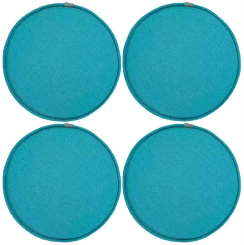 Coussins de chaise ronds antidérapants bleu sarcelle 40x40 avec attaches
