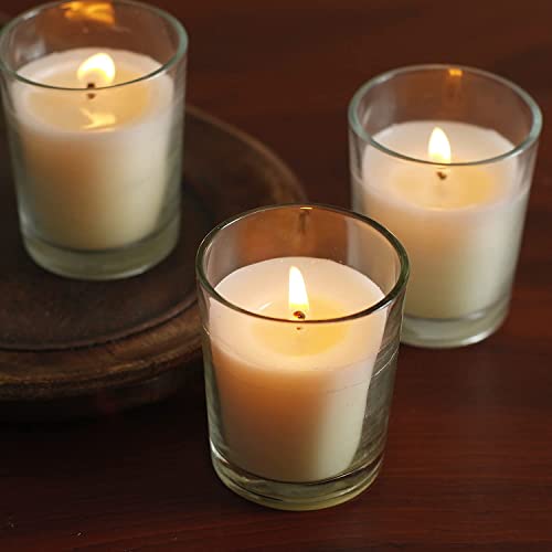 Hosley FBAC-H20603ON-4-EA 48 Pack Ivory Unscented Clear Glass Filled Votive Candles. Hand Poured Wax Candle Ideal Gifts thumb #6