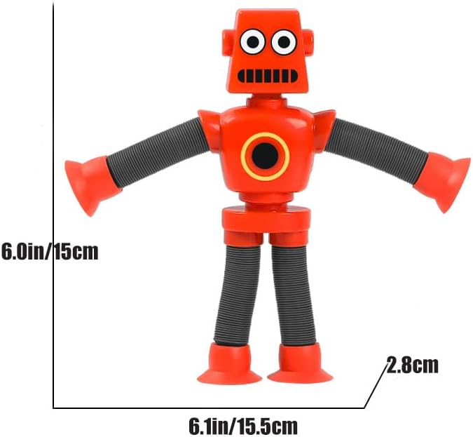 Miniatura 4 de Kicihen 4 piezas de juguetes robóticos telescópicos con ventosa, juguetes para ansiedad que cambian de forma, juguetes sensoriales para niñas y niños