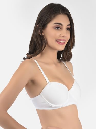 Image of Softline Women's Cotton Rich Padded Wired Demi-Cup Bra | Seamless, Breathable & Soft Fabric | Everyday Comfort & Support