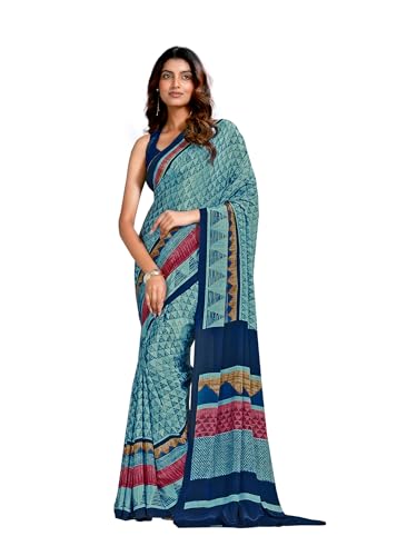 Image of Jaanvi fashion Women's Crepe Silk Saree with Unstitched Blouse Piece | Soft Lightweight Traditional Ethnic Wear Saree for Party, Wedding, Festival