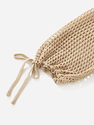 MakeMeChic Women's Crochet Cover Up Long Sleeve Knitted Swim Beach Cover Up Dress Swimwear4