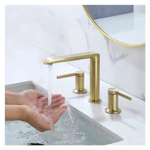 Robinet laiton or brossé design luxe pour lavabo 3 trous et évier cuisine moderne