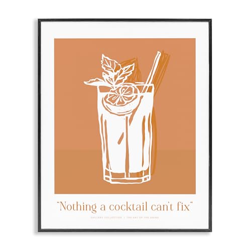 Poster encadré Nothing A Cocktail Can't Fix noir 35,6 x 27,9 cm pour déco murale salon