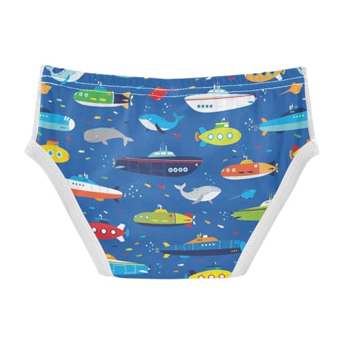 visesunny Boys Cotton Underwear Submarine Whale Pattern Printed Toddler Soft Training Briefs Size 2T-8Y for Kids2