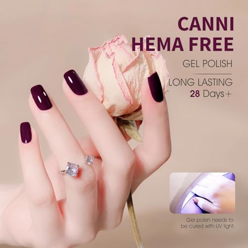 Image of CANNI Dark Red Cherry Gel Nail Polish, 1Pcs Burgundy Red Purple Deep Color Nail Polish High Gloss Manicure Salon DIY