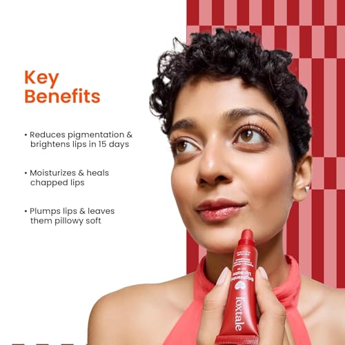 Krishva Fox-tale SPF 30 Brightening Lip Balm for Dark Lips with Peptides & Vitamin C | Brightens Pigmented Lips | Hydrates Lips | SPF Lip Balm - Ruby Glaze 12gm