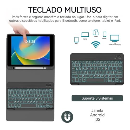 Capa Tablet + Teclado Removível + Mouse Para Samsung Tab A8 10.5 Polegadas X200/X205 (Lavender Grey,