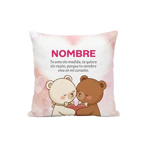 Zoubli+ Cojín Personalizado con Nombre y Mensaje de Amor – Regalo romántico para Parejas con Imagen para Ella y Él, Decoración para Sofá o Cama (30X50cm)