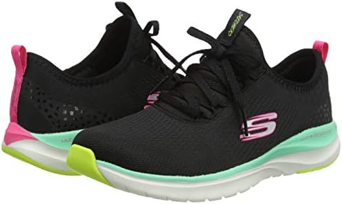 Skechers Women's Low-Top Trainers, Black Black Mesh Multi Trim Bkmt, 8.5 | Image 6