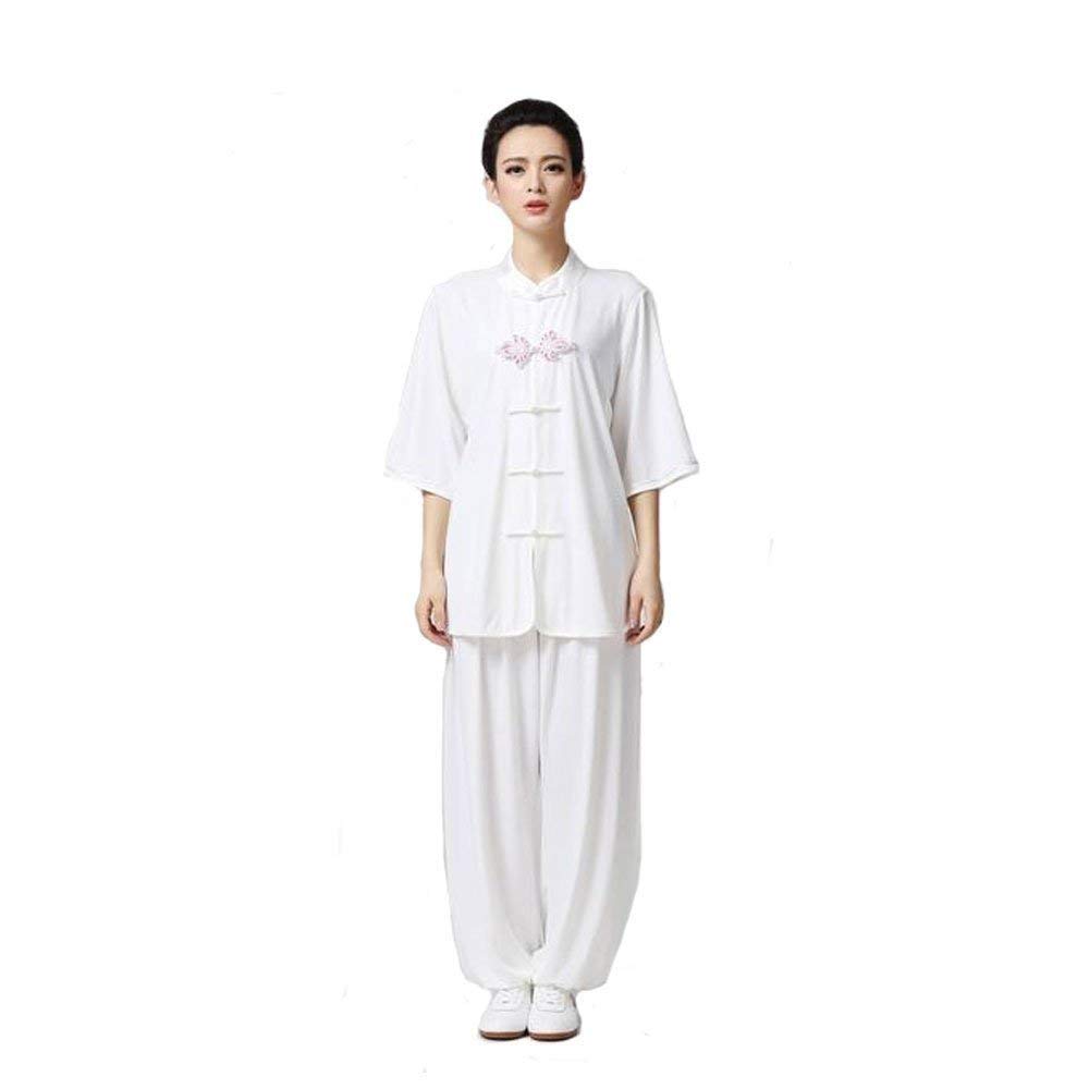 Tai Chi Uniform Odzież Shaolin Kung Fu Taekwondo Training Cloths, White-XXL