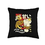 Coffee And Croissants Food Bread Croissant Throw Pillow