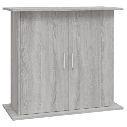 vidaXL Support pour Aquarium, Armoire pour Aquarium avec 4 Compartiments, Meuble de Base pour Aquarium avec Rangement Intérieur, Sonoma Gris Bois d'Ingénierie