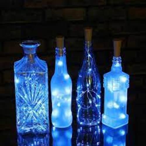 Image of MANSAA Bottle Cork LED String Light - 2 Meter 20 LEDs, Blue, LR44 Battery Operated, Wine Bottle Decoration