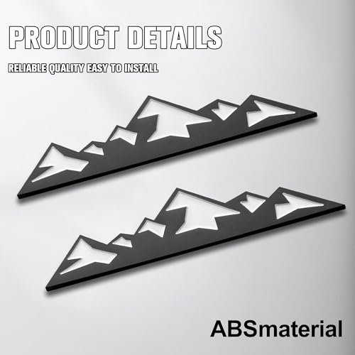 Image of 2 PCS 7 Inch Snow Mountain Graphic Logo Badge Emblem, Trunk Mountain Emblem for Car Trunk Tailgate Emblem (Black White)