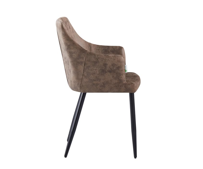 Life Interiors: Zarah Silla De Piel Sintética | Sillones Individuales | Silla Moderna | Comedor | Sala De Estar | Cómoda | Silla De Brazo Acolchado | Tapizada | Patas De Metal | (marrón Oscuro, 1