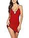 Avidlove Sleepwear Womens Chemise Sexy Nightie Full Slip Lace Babydoll Dress Red X-Large