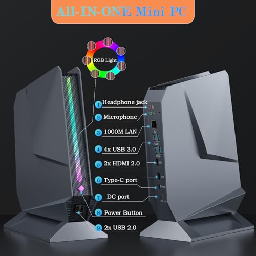Image of Mini PC, Core i7 8750H(8C /16T up to 4.1GHz), GTX 1050 Graphics Mini Computer with RGB Lights, 16GB DDR4 RAM, 512 NVMe SSD, Triple Display, WiFi Ready, Win 11 Pro, Sliver
