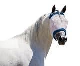 Farnam SuperMask II Horse Fly Mask Without Ears, Extended Coverage, Protects Eyes From Insects and Debris, Adjustable Throat Latch, Small Size