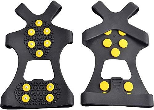 WAYPOR™ Ice Grips, Traction Cleats, Ice Cleat, Easy Slip On, Outdoor Durable, 10 Steel Studs, Stretchable, Prevent Slipping from Ice/Snow (Medium)