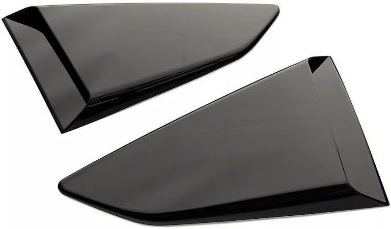 Quarter Window Scoops; Gloss Black Compatible For 16-24 Camaro Coupe