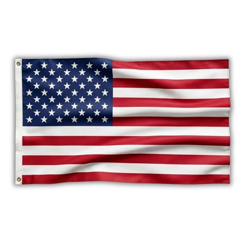 USA Flag 5ft x 3ft with Brass Eyelets Polyester American Flag Banner for 4Th Of July Patriotic Events Home & Garden Display