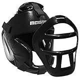Meister Leather Head Guard w/Removable Face Mask for MMA & Boxing Headgear - Black
