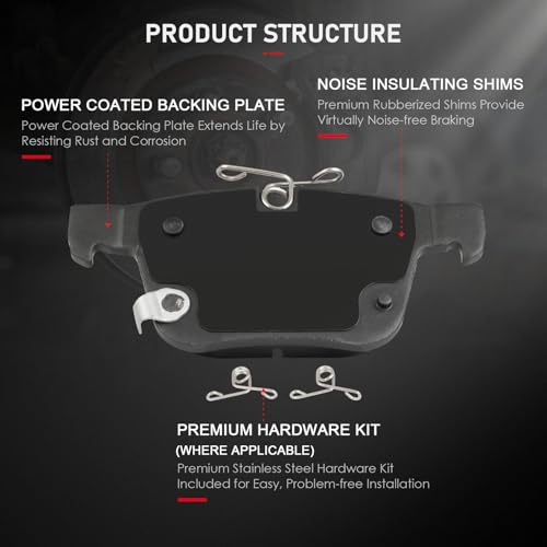 Image of cciyu D1589 & D1901 Front & Rear Ceramic Disc Brake Pads Kit For Chrysler Pacifica 2017-2023,For Chrysler Voyager 2020-2023