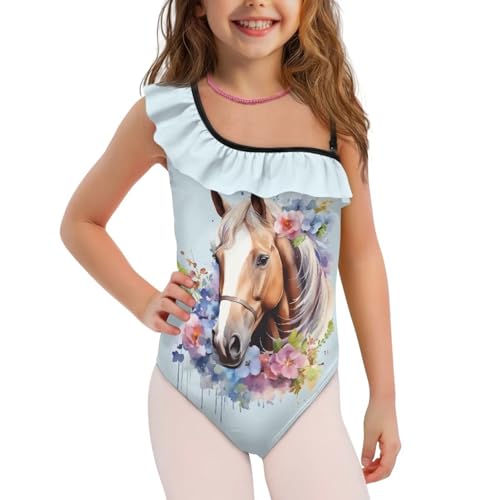 Image of Girls One Piece Swimsuits Size 3-14 Trendy Ruffle Bathing Suit Casual Hawaiian Summer Beach Swimwear