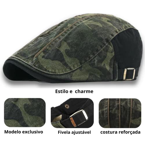 Boné Boina Masculina Stilo Italiana Camuflada Cor:Camuflada Preta