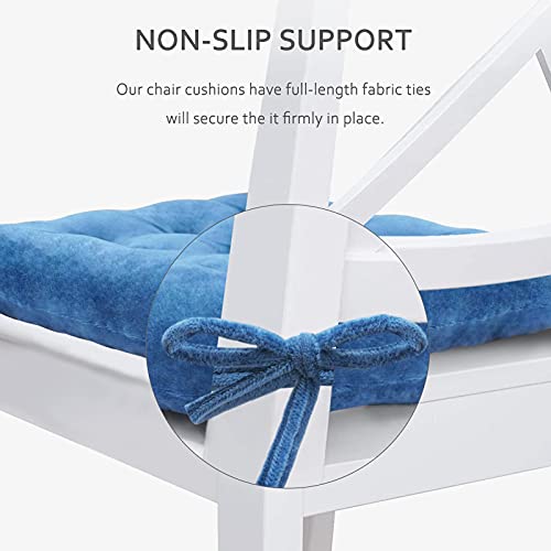 Elfjoy Set Of 4 Square Chair Pads Indoor Seat Cushions Pillows With Ties Thick Soft Seat Cushion For Kitchen Dining Office Chair (18.8", Navy1) #TOP4