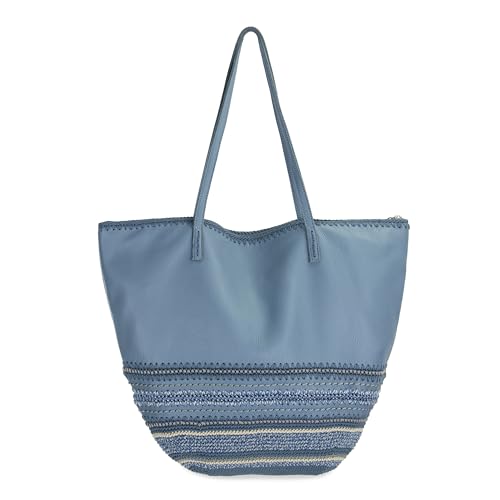 Image of The Sak Faye Tote Bag - Hand Crochet Women's Purse For Everyday & Travel - Handbag With Zipper Pocket & Shoulder Straps