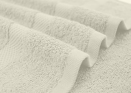 Image of DAN RIVER Bath Towels Set of 4, 27 x 54 Inches, 100% Cotton, Larger & Lighter Weight, Quicker to Dry, Super Soft and Absorbent, Ideal Quick Dry Bath Towels for Daily Use, Ivory