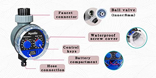 Aqualin Temporizzatori per irrigatori Giardino elettronico regolatore per Sistema di irrigazione a valvola a Sfera
