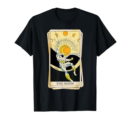 Marvel Tarot Arcana Moon Knight as The Moon Card T-Shirt, Men, Black, X-Large